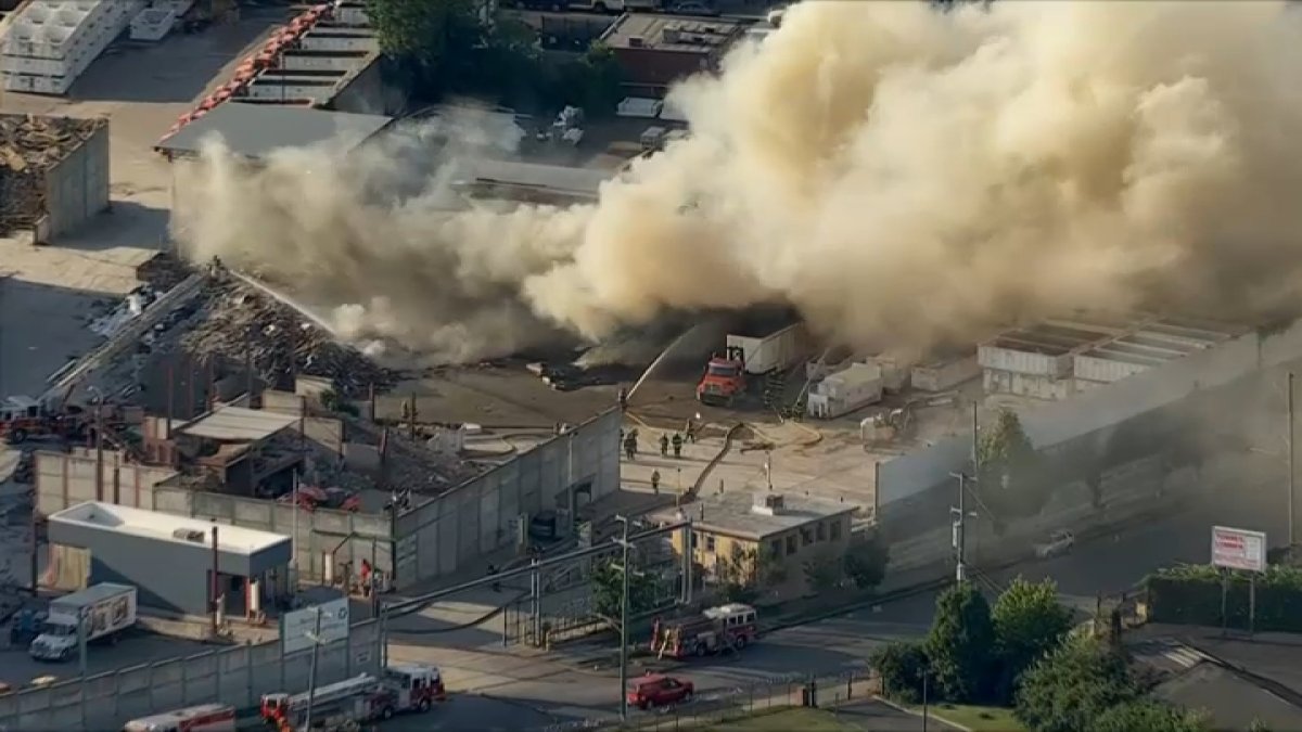 Recycling plant fire sends smoke into North Philadelphia sky on Friday night