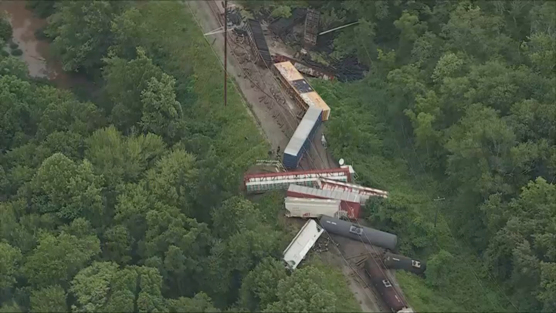 Freight train derails in Bensalem Township, Pennsylvania