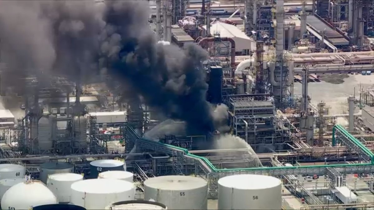 Crews battling large fire at Delaware County refinery