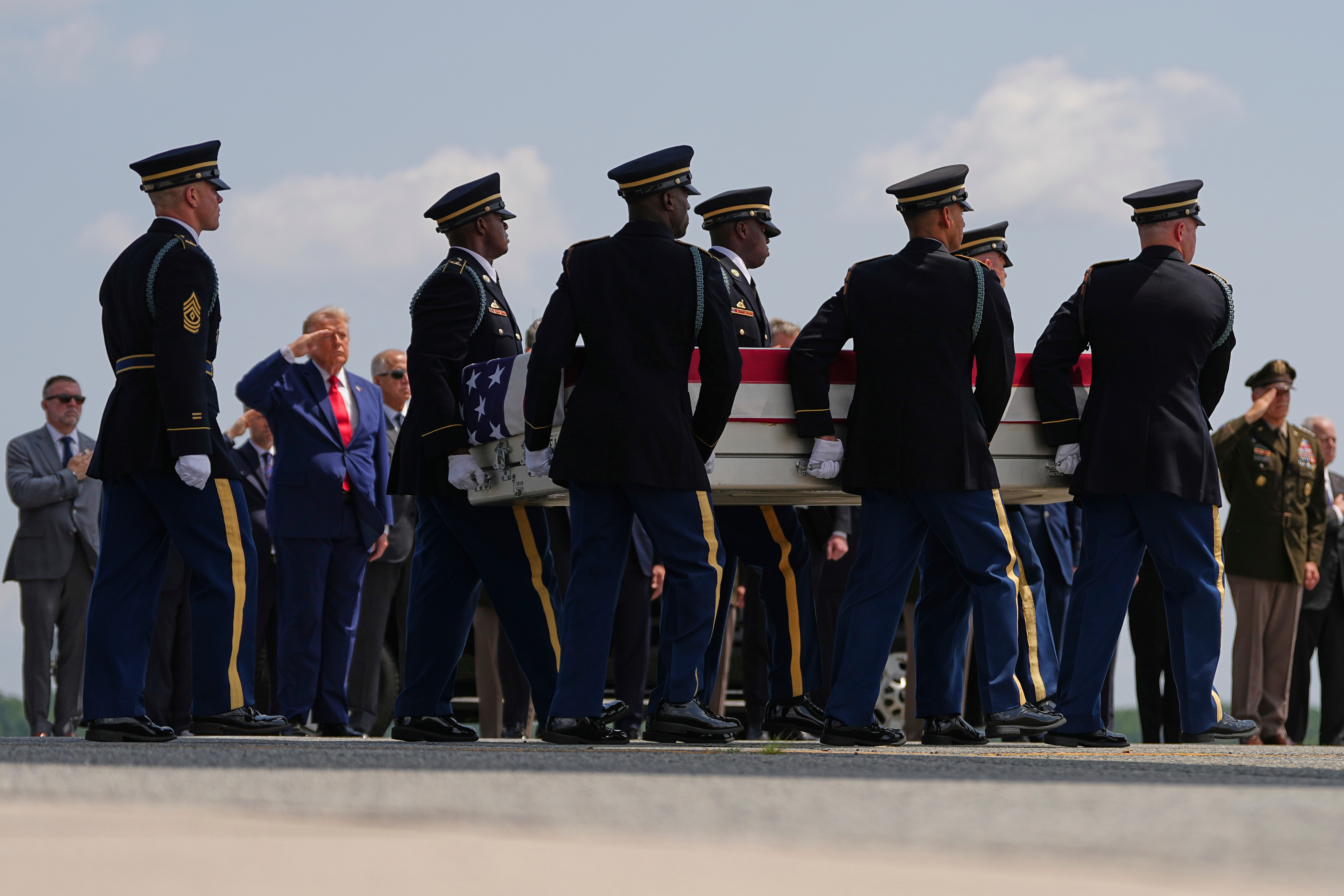 Trump attends dignified transfer as 4 U.S. troops killed in Iran war return home
