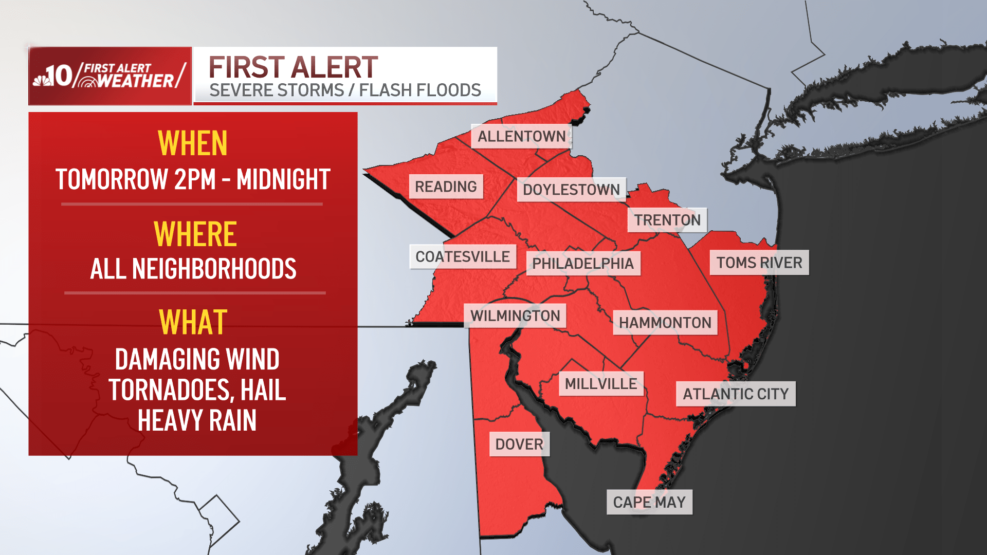 Live updates: Severe storms with possible tornados to hit Philly region Tuesday