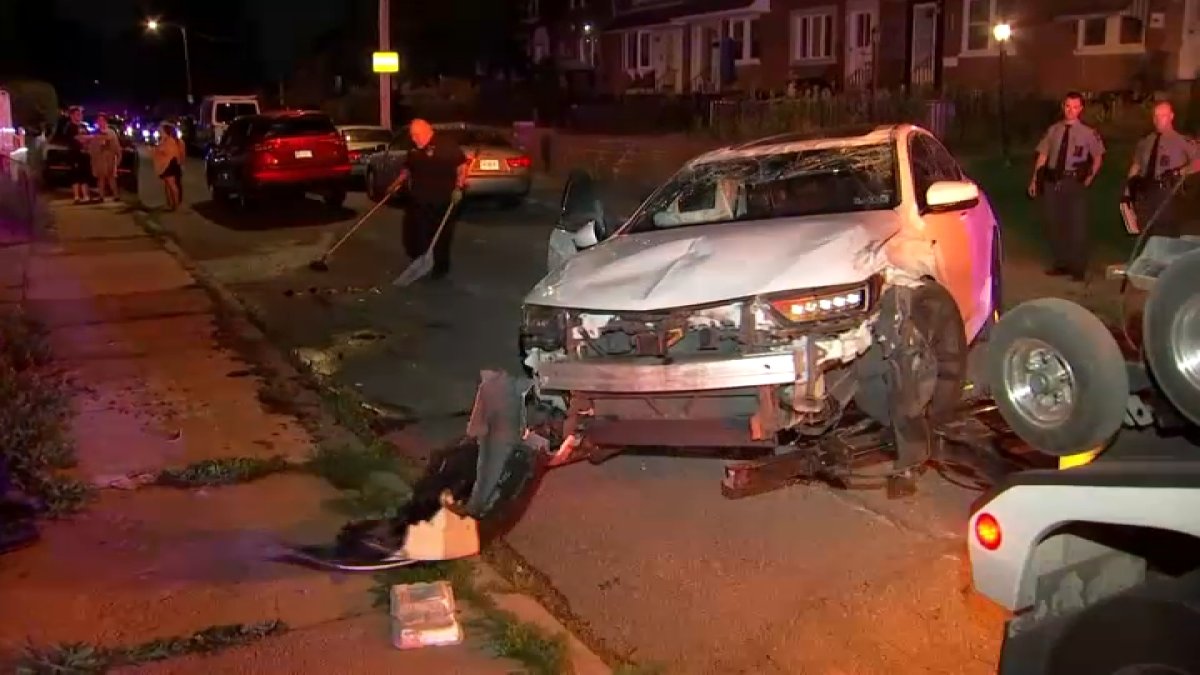 Pair apprehended after chase ends in crash in Northeast Philly, officials say