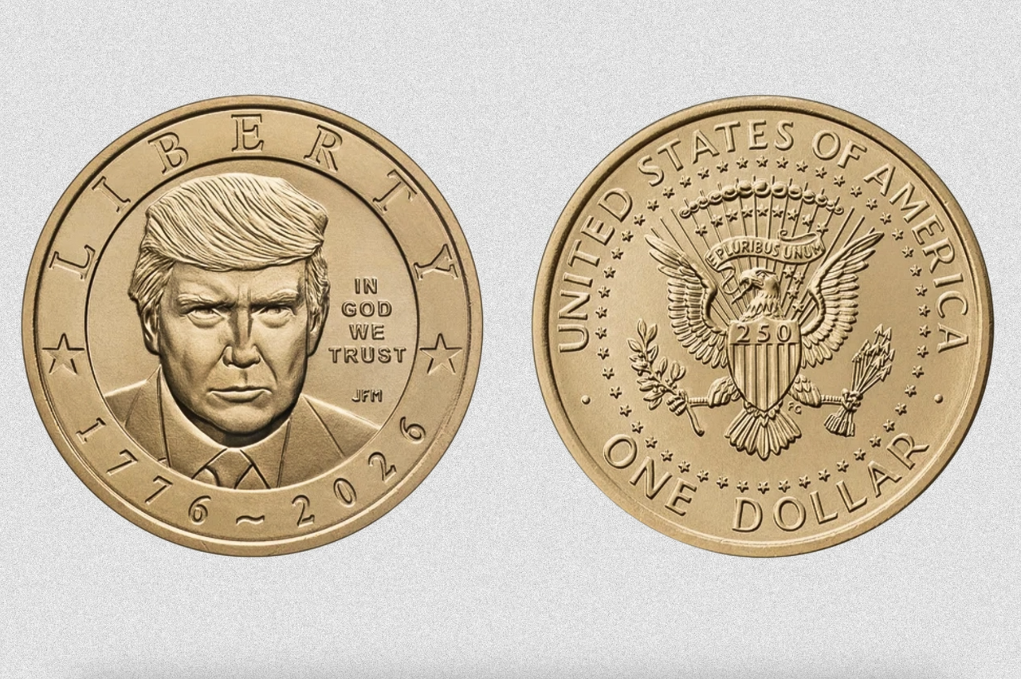 U.S. Mint produces $1 coin bearing Trump's face for America's 250th birthday