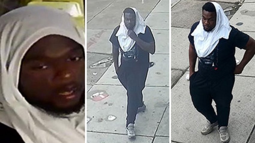 Surveillance photos of a man being sought in connection to a deadly shooting in Philadelphia’s Logan neighborhood on Monday, July 6, 2026.