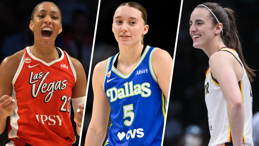 A'ja Wilson, Paige Bueckers and Caitlin Clark