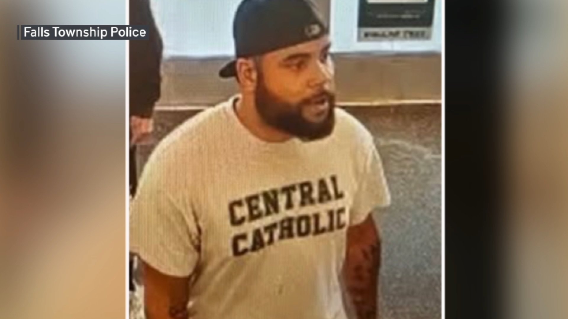 Surveillance photo of Anthony Oates from inside the Dollar Tree in Falls Township, police said.