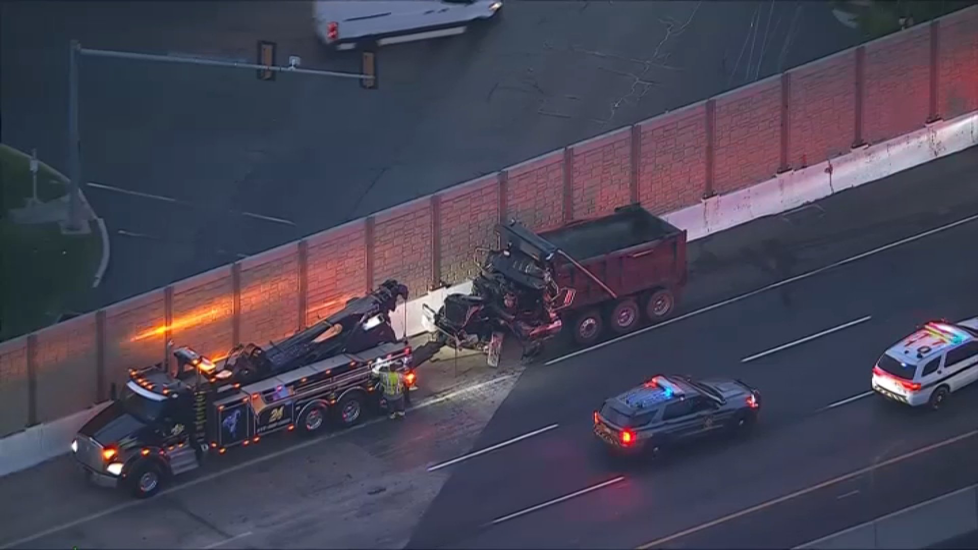 Dump truck crash causes lane closures along the Northeast Extension