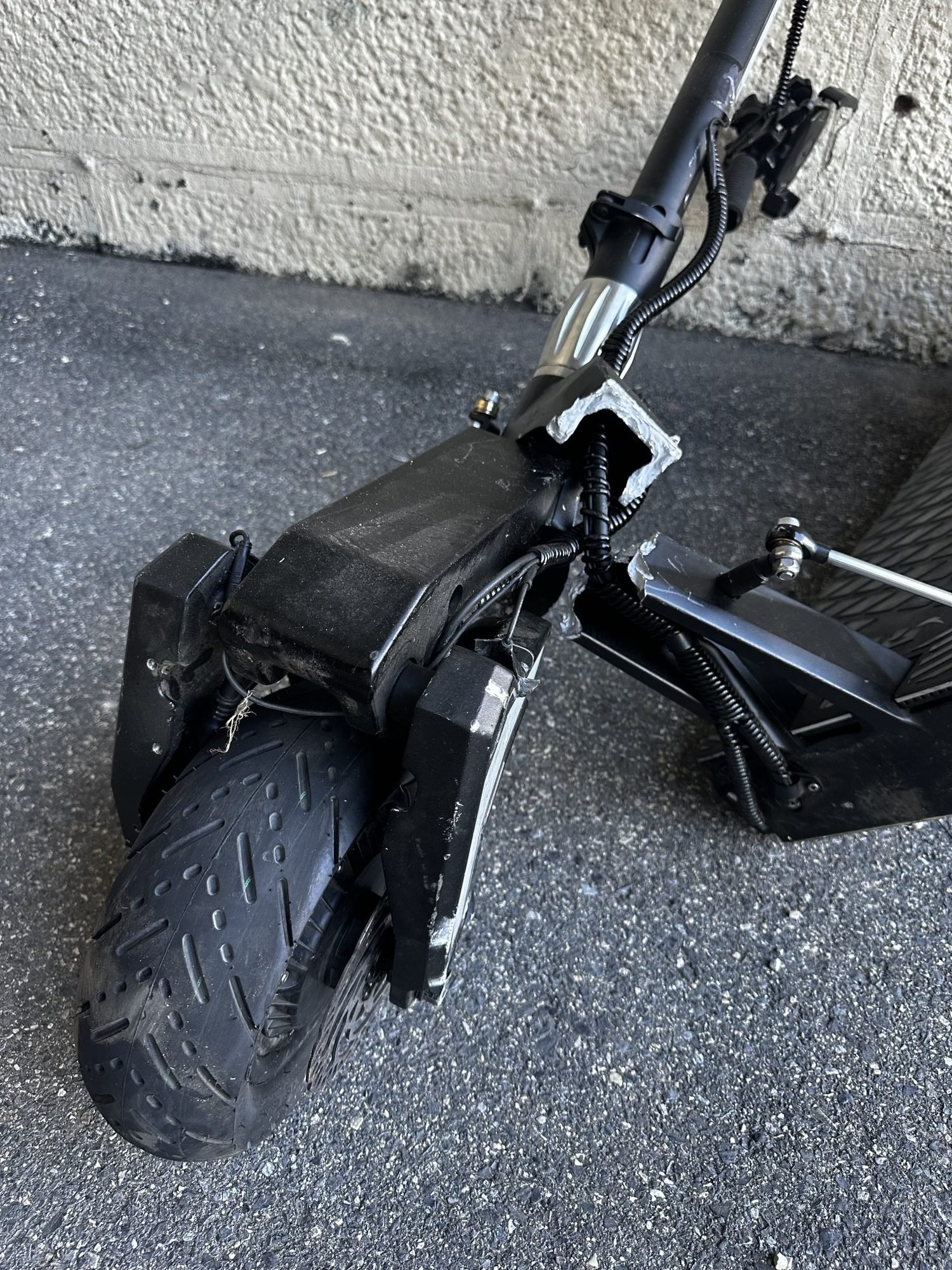 This e-scooter crashed into John Lattanzio as he rode his bicycle home on the Schuylkill River Trail.