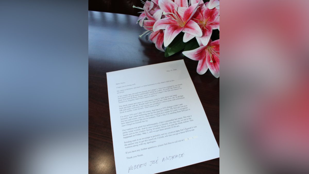 Texas man, worried he didn't leave a tip, mails $50 to famous Southern California deli
