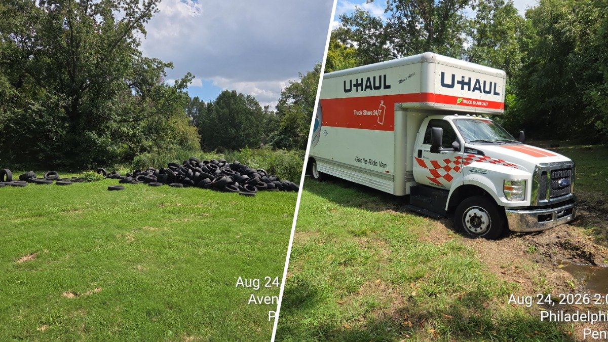 Hundreds of tires dumped at Fairmount Park, U-Haul gets stuck in mud: Officials