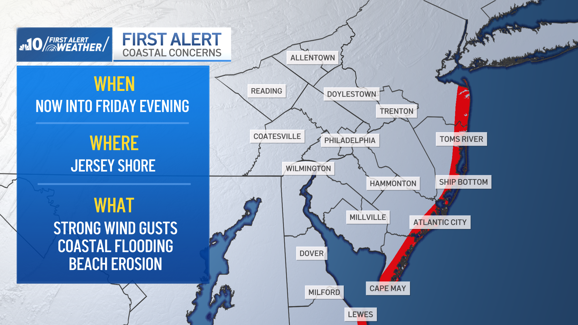 Live updates: Nor'easter to bring flooding, gusty winds to Jersey Shore, Del.