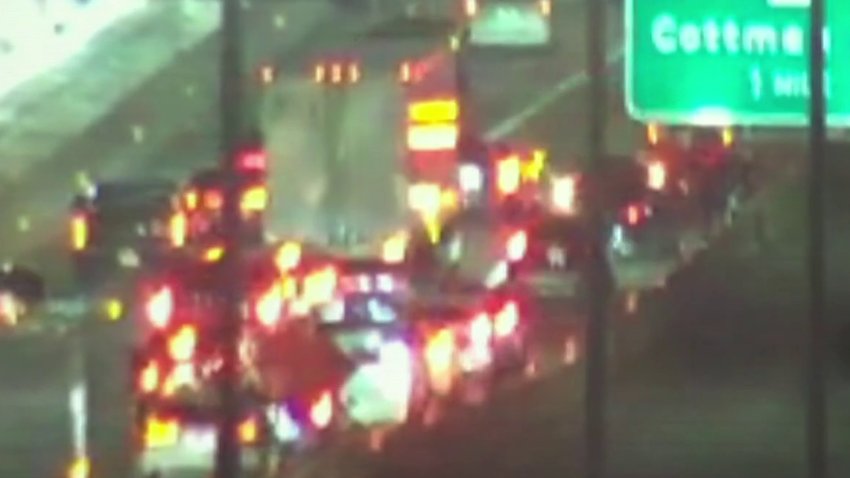 Traffic slowed along I-95 northbound on Monday morning.