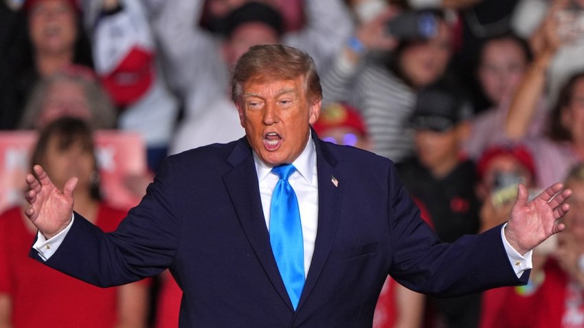 President Donald Trump arrives at a campaign rally at the Pinnacle Bank Expo Center, Monday, Oct. 5, 2026, in Grand Island, Neb.