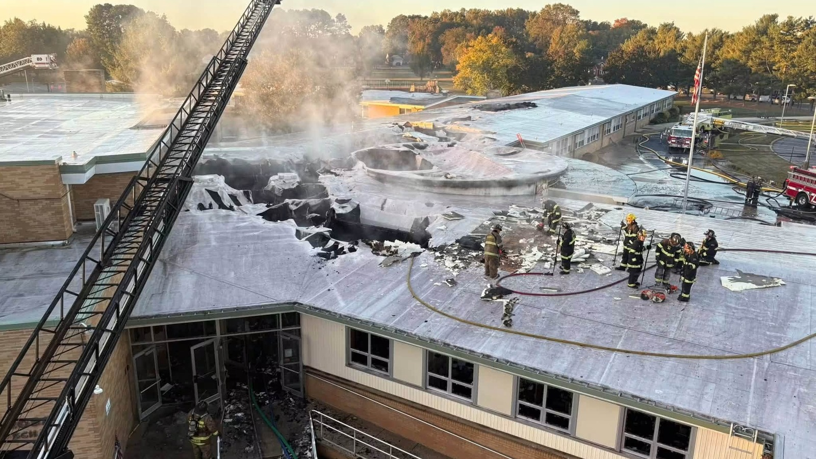 Massive fire tears through Delaware elementary school causing major damage
